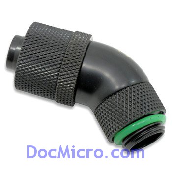 BitsPower-Embout M&eacute;tal Coud&eacute; 45&deg; 1/4" avec Joint pour Tuyau 13/19mm - DOUBLE ROTATIF - NOIR MATE - BP-MB45R2CPF-CC5