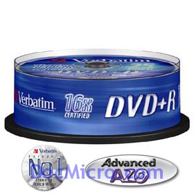 Verbatim-DVD+R 4,7Go certifi&eacute;s 16x Spindle * 25