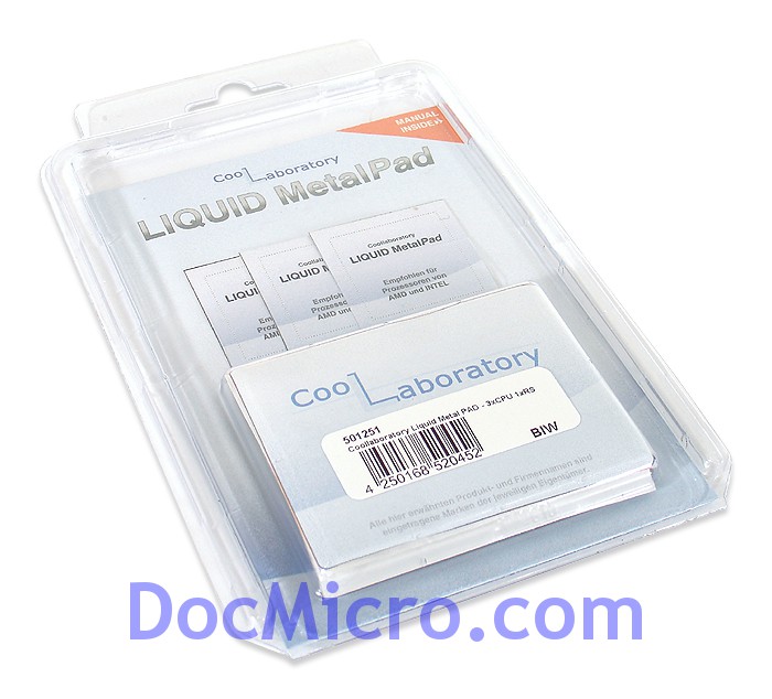 CoolLaboratory-Pads Thermiques CoolLaboratory Liquid MetalPad CPU (Jeu de 3) + Set Nettoyage