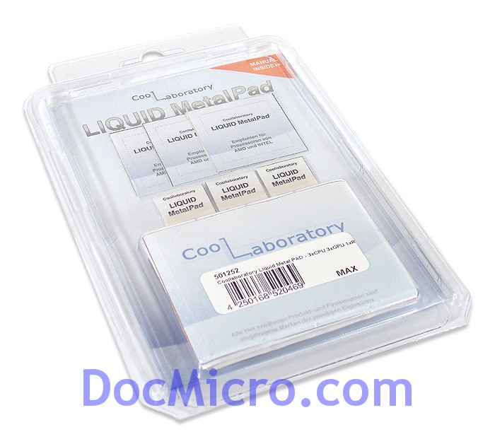 CoolLaboratory-Pads Thermiques CoolLaboratory Liquid MetalPad CPU (Jeu de 3) & GPU (Jeu de 3) + Set Nettoyage