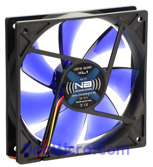 NoiseBlocker-BlackSilentFan XLP 120*120*25mm, 14-31dB, 41-75CFM, connect. 4 pins carte m&egrave;re REV 3.00 BOITE