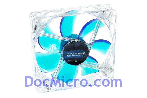 Phobya-Ventilateur 120*120*25mm G-silent 12 - 1500RPM - LED Bleu