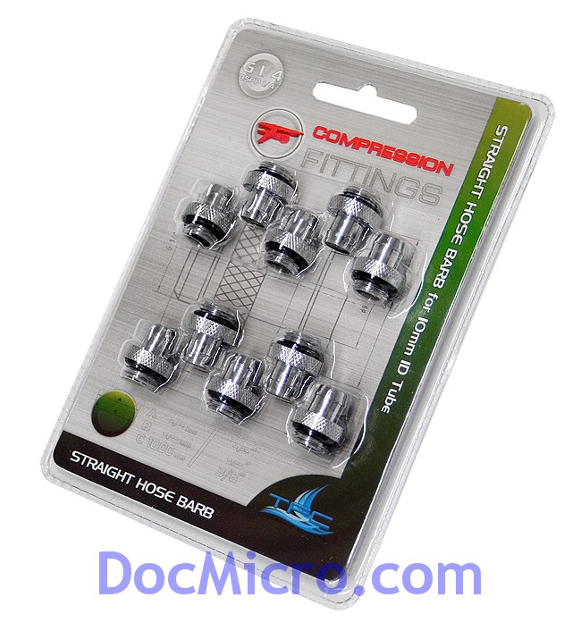 The Feser Company-Jeu de 10 Embouts Cannel&eacute;s Droit 1/4" pour tuyau 10mm - Compacts - Finition Alu Brillant