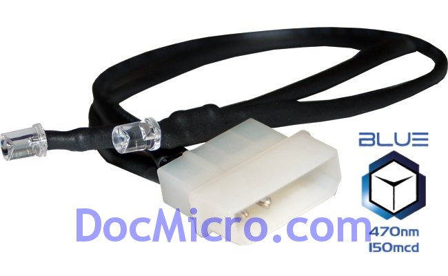 The Feser Company-LED Bleu 5mm DOUBLE avec prise molex 4 pins
