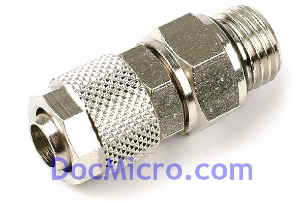 DocMicro-Embout M&eacute;tal Pivotant Droit 1/4" pour tuyau 8/10mm