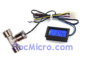DocMicro-Sonde de Temp&eacute;rature en T Femelle/Femelle Filetage 1/4" + Afficheur LCD