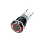 Phobya-Bouton Anti-vandalisme 19mm Aluminium noir, Interupteur Bague Rouge