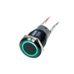 Phobya-Bouton Anti-vandalisme 19mm Aluminium noir, Interupteur Bague Vert