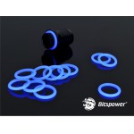 BitsPower-Jeu de 10 Joints pour Embouts Watercooling 1/4" - BLEU R&eacute;actif aux UV - BP-WTP-O10-UVBL