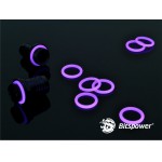BitsPower-Jeu de 10 Joints pour Embouts Watercooling 1/4" - MAUVE R&eacute;actif aux UV - BP-WTP-O10-UVPL