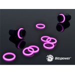 BitsPower-Jeu de 10 Joints pour Embouts Watercooling 1/4" - ROUGE R&eacute;actif aux UV - BP-WTP-O10-UVRD