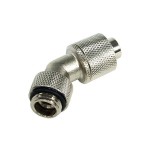 DocMicro-Embout M&eacute;tal Coud&eacute; 45&deg; 1/4" pour tuyau 10/13mm - Long - Argent