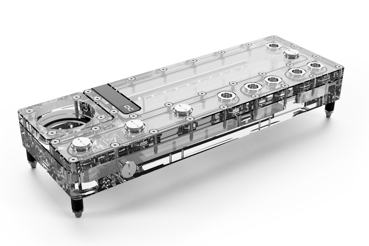 ALPHACOOL Core Distro Plate 360mm Links VPP/D5 – Acrilico – Ref. 15476