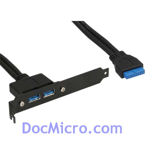 Equerre 2 Ports USB 3.0 -> Connecteur interne de carte mère. Longueur 50 cm  - DocMicro - Tuning & Câble - Câbles USB - Cordons USB
