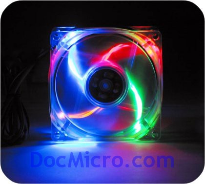 Ventilateur 80mm Transparent avec 4 LED Couleur (Bleu / Vert / Rouge /  Orange) - DocMicro - Radiateurs & Ventilateurs - Ventilateurs Boîtiers -  80*80